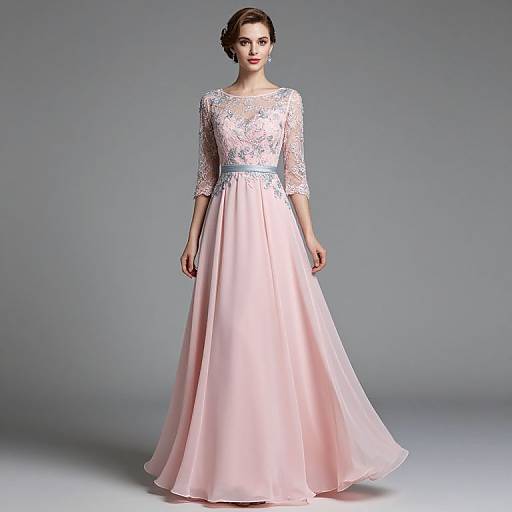 Pink Chiffon A-Line Prom Dress