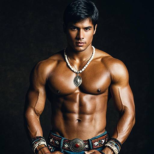 Muscular Man in Traditional Zulu Inspired Attire
