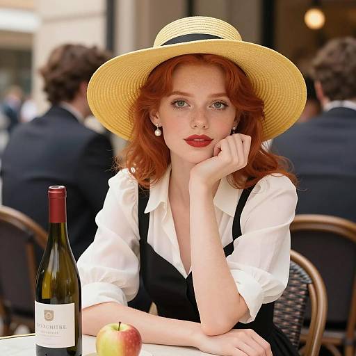 Elegant Woman at Outdoor Cafe