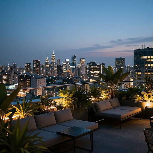 Serene Rooftop Evening Cityscape