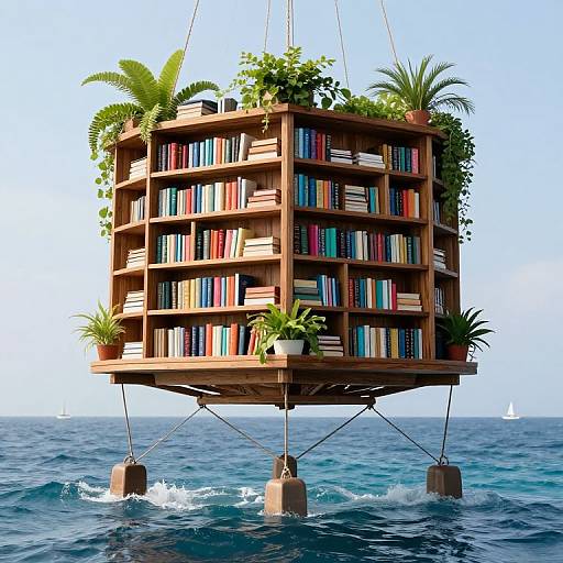 Floating Multi-Tiered Library Above Ocean