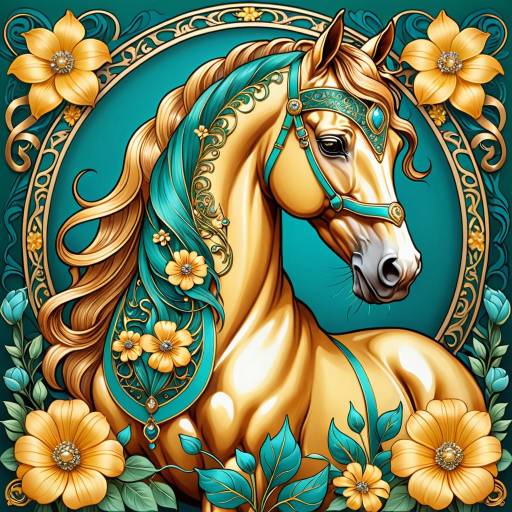 Majestic Horse in Art Nouveau Splendor