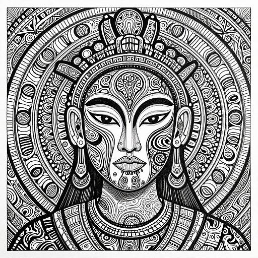 Psychedelic Figure with Intricate Patterns