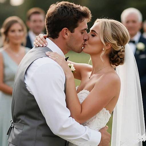 Bride and Groom Kissing at Wedding