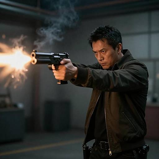 Dynamic Action Scene of a Gunman