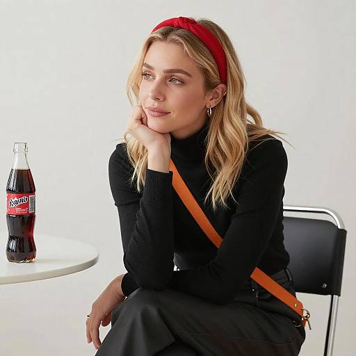 Thoughtful Blonde Woman with Red Headband