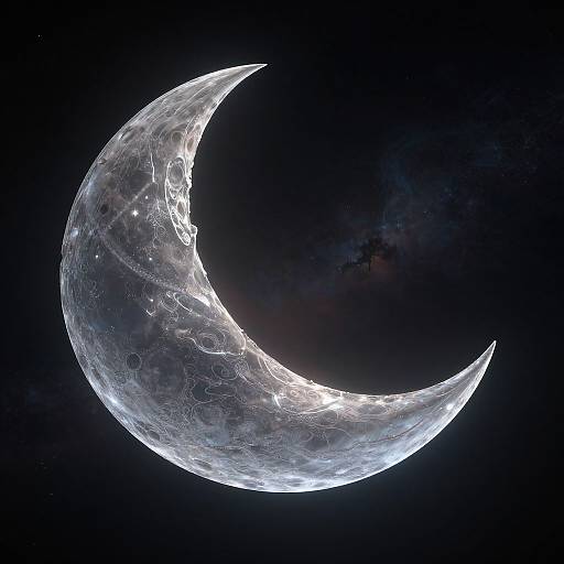 Transparent Crescent Moon in Cosmic Space