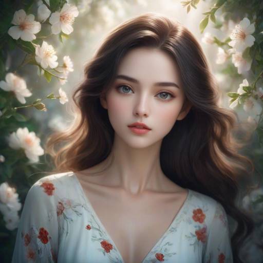 Stunning Woman Portrait with Floral Elements