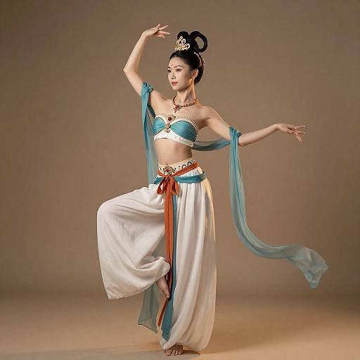 Woman in Traditional Dunhuang Dance Costume