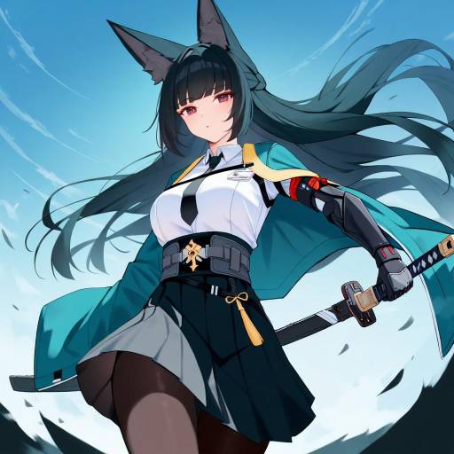 Fierce Fox-Eared Warrior in Action