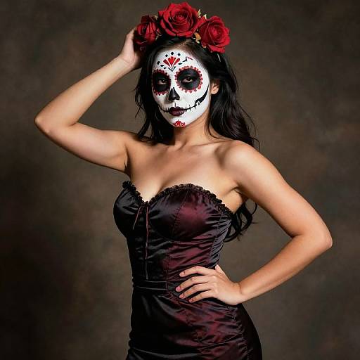 Seductive Asian Girl in Los Muertos Makeup