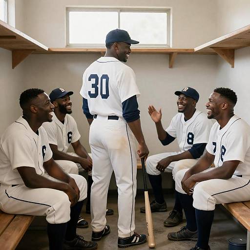 Joyful Moments in a Baseball Locker Room
