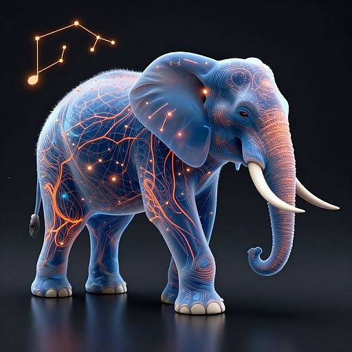 Cyberpunk 3D Elephant with Neural Glow