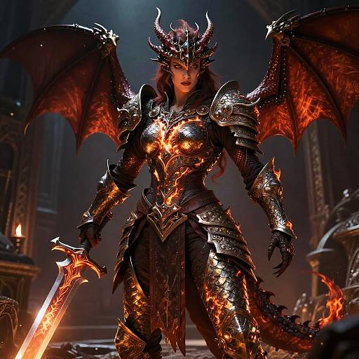 Fiery Dragonborn Warrior in Dungeon