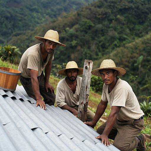 Rustic Labor on Mountain Hillside