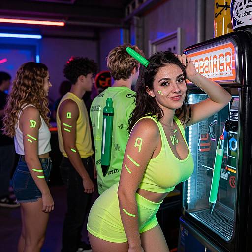 Friends in Neon Highlighter Costumes