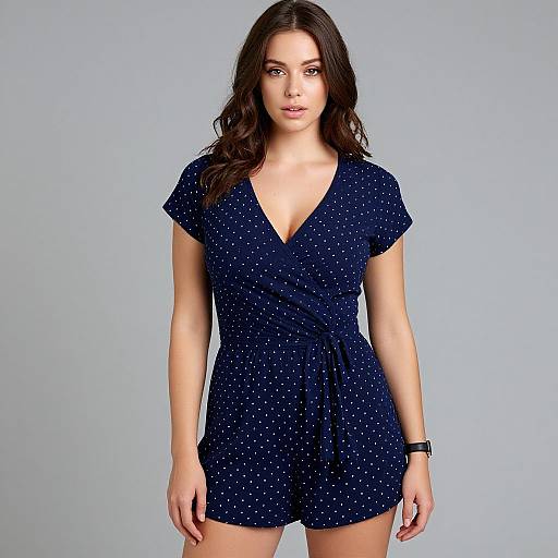 Casual Chic Navy Polka Dot Romper