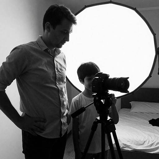 Black-and-White Intimate Studio Family Portrait