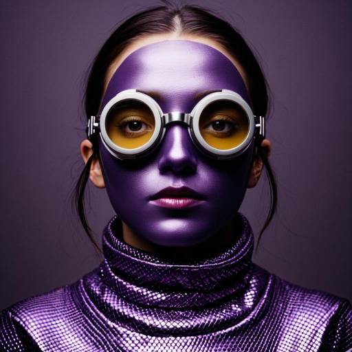 Woman with Metallic Purple Face Paint and Goggles