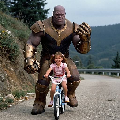Armored Thanos Riding Girl's Bike