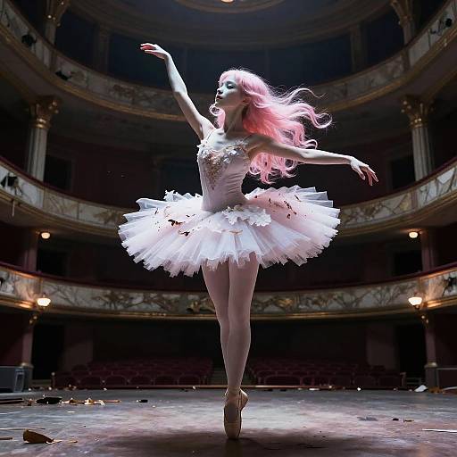 Ghostly Ballerina in Abandoned Theater