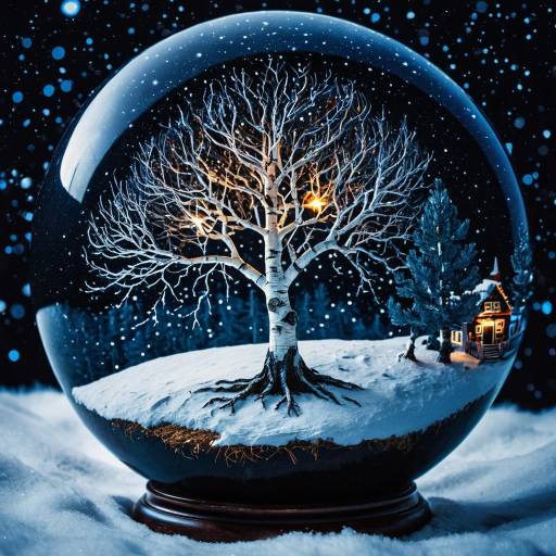 Miniature Snowy Christmas Night in Glass Sphere