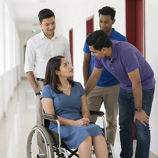 Bright Hallway Gathering with Colorful Attire