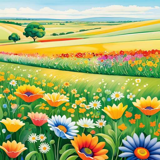 Vibrant Flower Fields in Summer