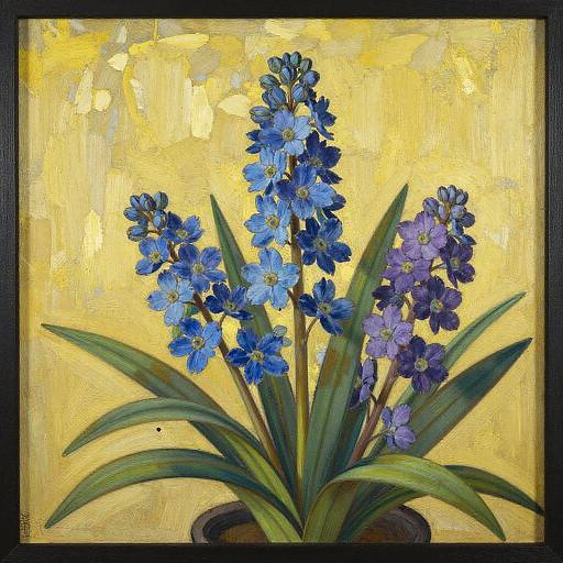 Blue and Purple Flowers Still Life Painting