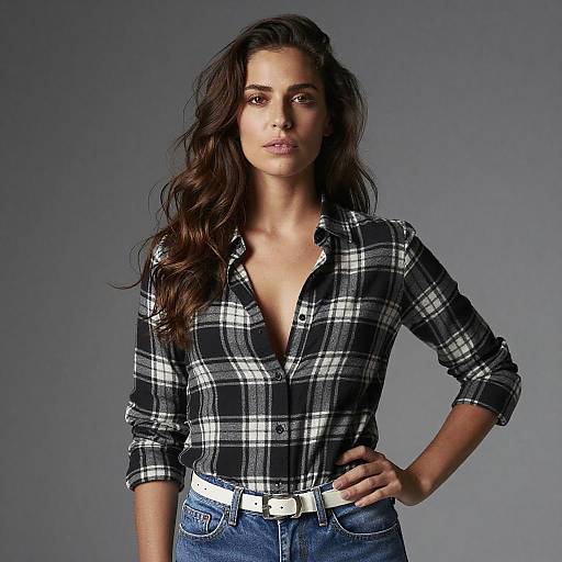 Woman in Plaid Shirt and Jeans