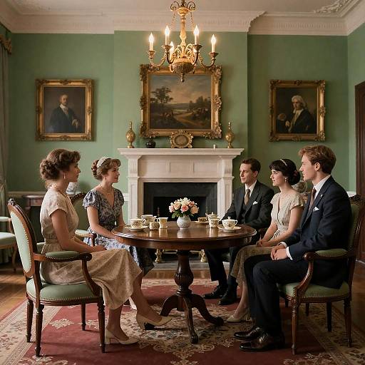 Vintage Green Parlor Tea Gathering