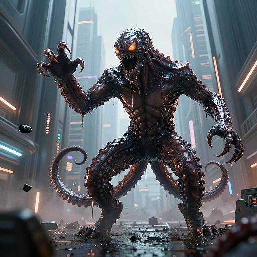 Slime Tentacle Monster Cyberpunk Attack
