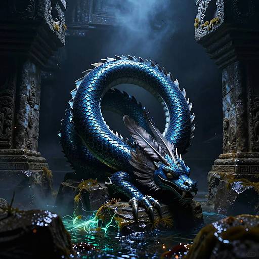 Cerulean Naga in Submerged Temple