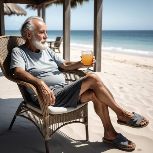 Relaxed Elder Man in Beach Villa Relaxed Elder Man in Beach Villa