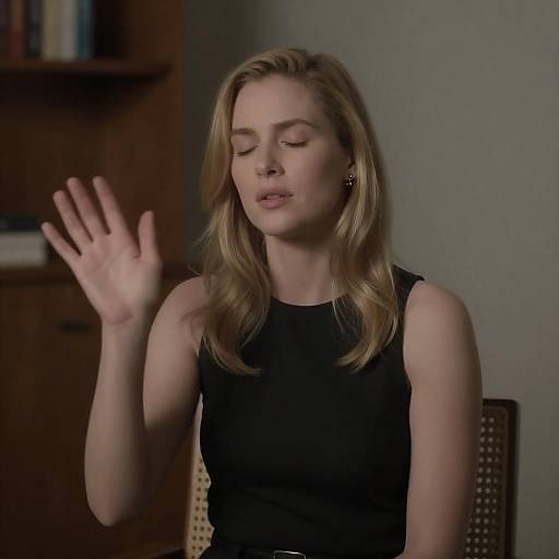 Blonde Woman Gesturing Indoors