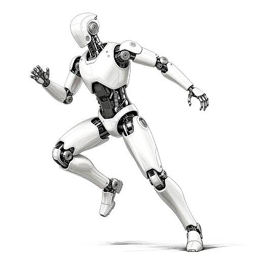 Sleek Humanoid Robot Line Drawing