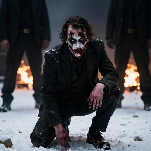 Crouching Zombie in Snowy Landscape