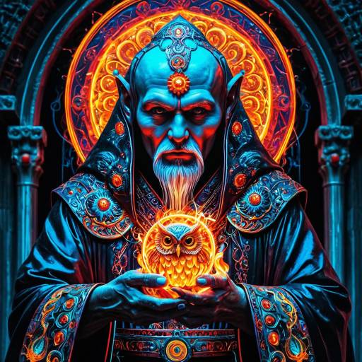 Vibrant Portrait of a Neon Punk Monk