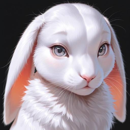 Realistic Rabbit Portrait on Black Background Realistic Rabbit Portrait on Black Background