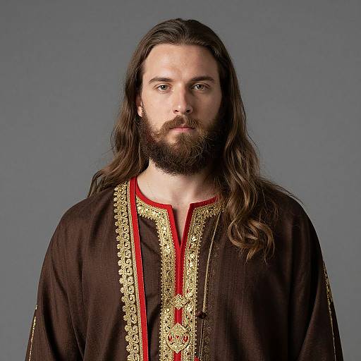 Bearded Man in Embroidered Robe