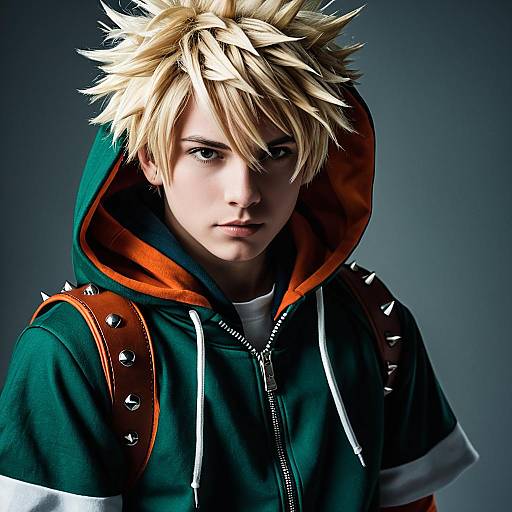 Cosplayer in Hero Academia Bakugo Costume