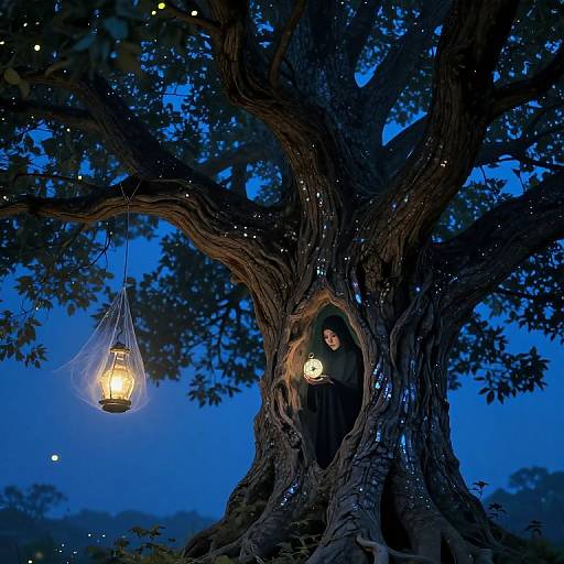 Enchanted Tree of Light and Mystery