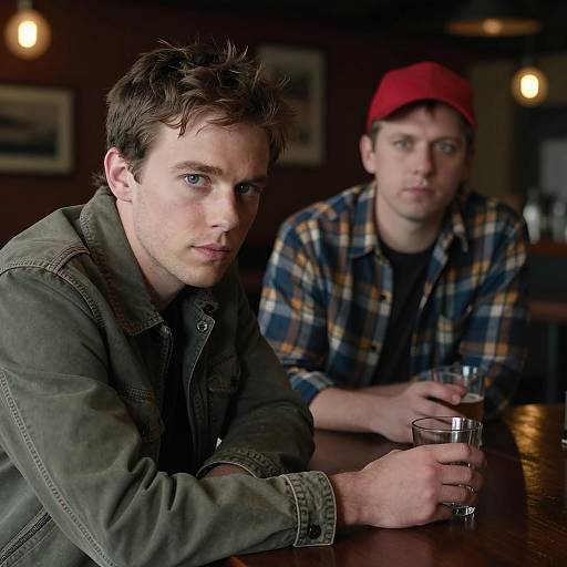 Two Men in a Dimly Lit Bar Scene