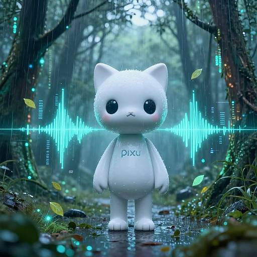 Sentient Digital Avatar in Bioluminescent Forest