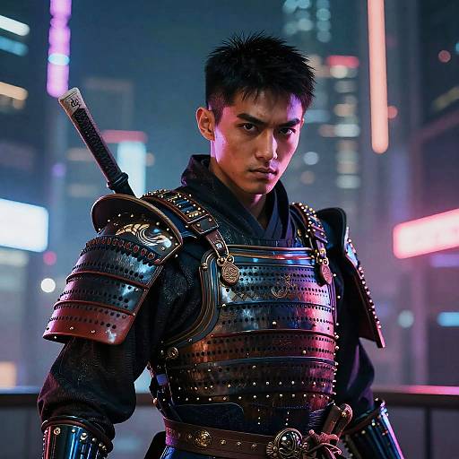Futuristic Cyberpunk Samurai Portrait