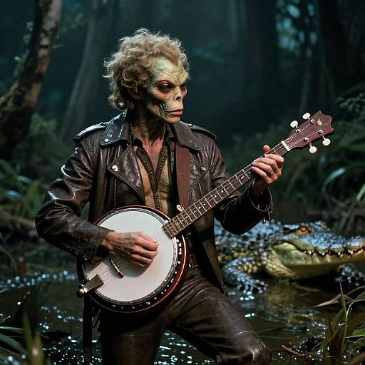 1980s Dark Fantasy Alien Banjo