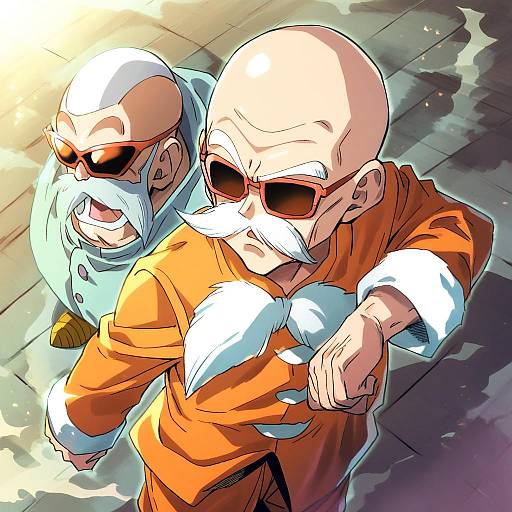 Illustration of Muten roushi, dragon ball in the style of Makuwauri