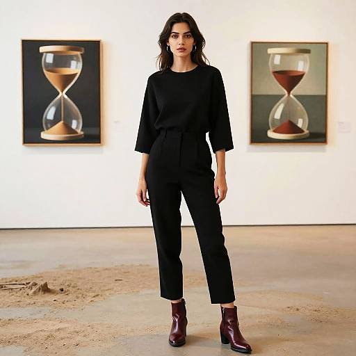 Hourglass Woman in Minimalist Desert Art