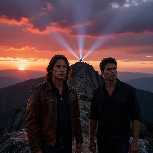 Dramatic Sunset with Intense Adventurers