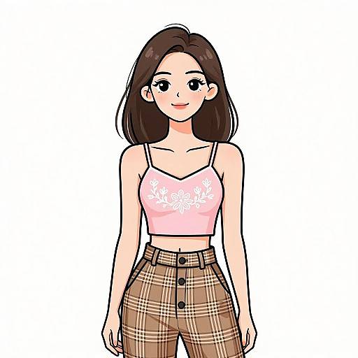 Smiling Woman in Chic Casual Outfit